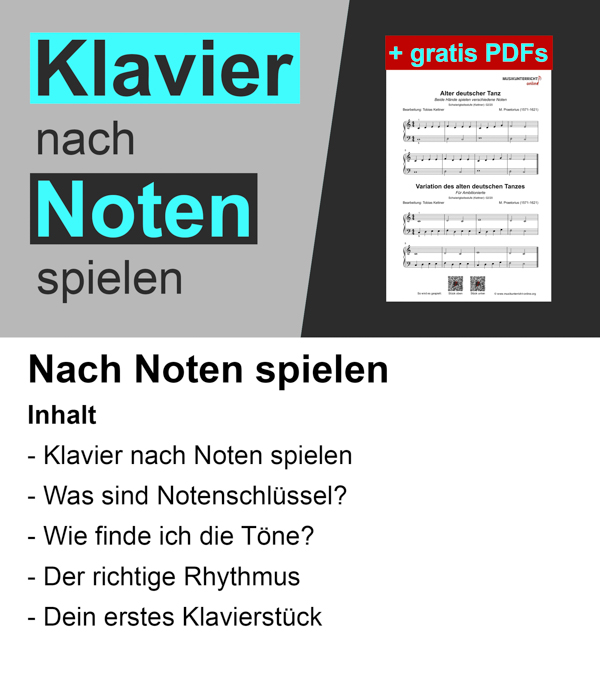 Klavier lernen in 8 Wochen? Klar geht das! In der 2. Lektion lernst Du nach Noten zu spielen, die Töne schnell zu finden und Du spielst Dein erstes Klavierstück.