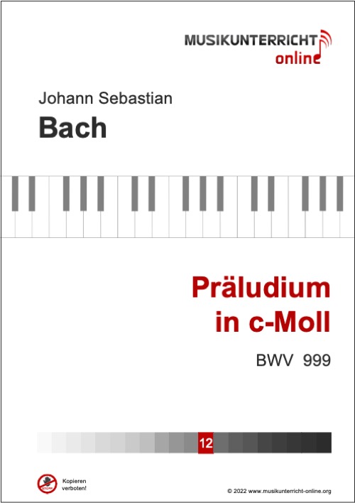 Vorschaubild Noten Titelseite J. S. Bach - Präludium in c-Moll (BWV 999)