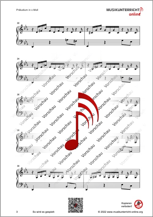 Vorschaubild Noten S. 3 J. S. Bach - Präludium in c-Moll (BWV 999)
