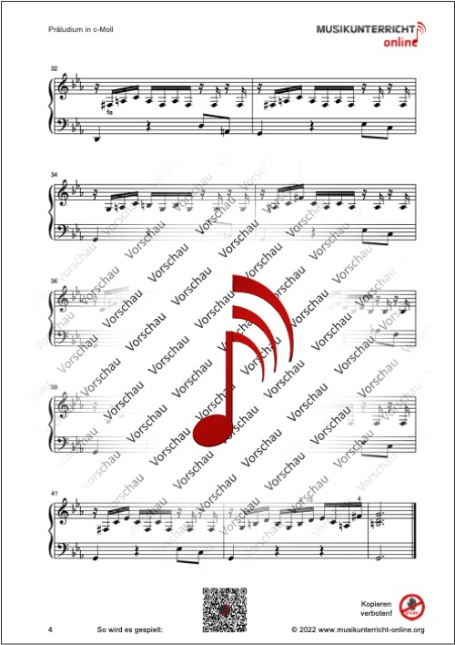 Vorschaubild Noten S. 4 J. S. Bach - Präludium in c-Moll (BWV 999)