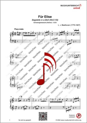 Vorschaubild Noten S. 1 Beethoven Für Elise