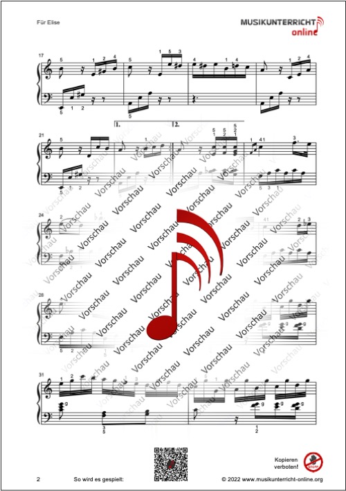Vorschaubild Noten S. 2 Beethoven Für Elise