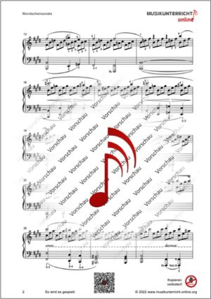 Vorschaubild Noten S. 2 Beethoven Mondscheinsonate 1. Satz