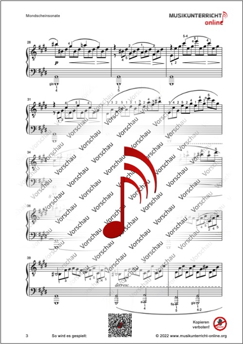 Produkt_Vorschau_Beethoven_Mondscheinsonate_4 Vorschaubild Noten S. 3 Beethoven Mondscheinsonate 1. Satz