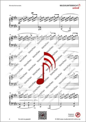 Vorschaubild Noten S. 4 Beethoven Mondscheinsonate 1. Satz