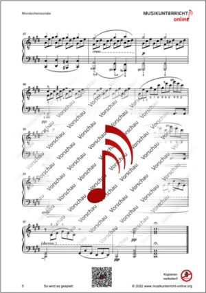 Vorschaubild Noten S. 5 Beethoven Mondscheinsonate 1. Satz