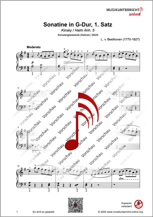 Produkt_Vorschau_Beethoven_Sonatine_G-Dur_Satz_1_2 Vorschaubild Noten S. 1 Beethoven Sonatine in G-Dur, 1. Satz