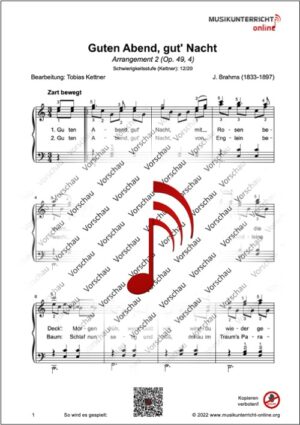 Vorschaubild Noten S. 1 Brahms Guten Abend, gut' Nacht, Arr. 2
