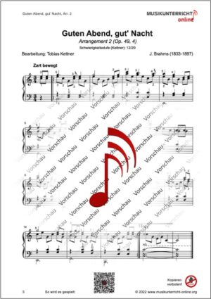 Vorschaubild Noten S. 3 Brahms Guten Abend, gut' Nacht, Arr. 2