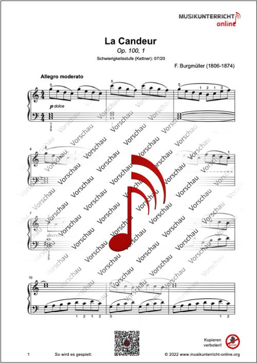 Vorschaubild Noten S. 1 Burgmüller La Candeur