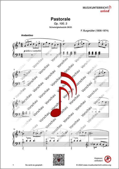 Vorschaubild Noten S. 1 Burgmüller Pastorale