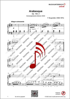 Vorschaubild Noten S. 1 Burgmüller Arabesque