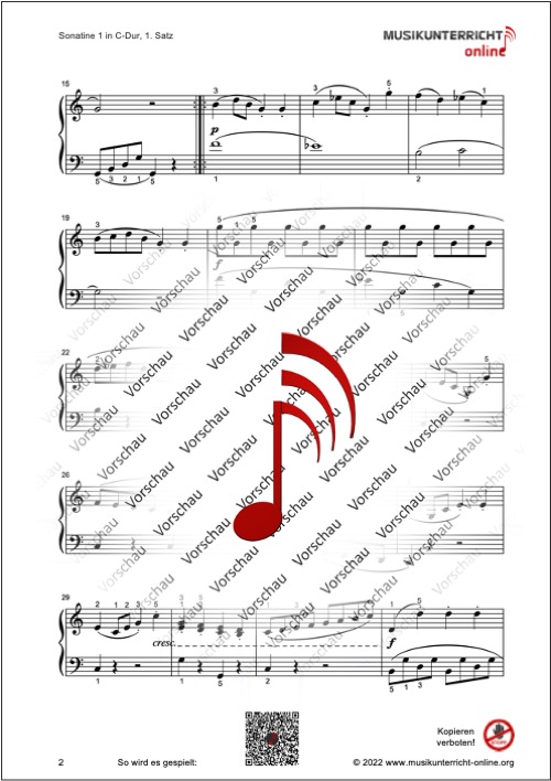 Vorschaubild Noten S. 2 M. Clementi Sonatine in C-Dur, 1. Satz