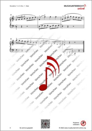 Vorschaubild Noten S. 3 M. Clementi Sonatine in C-Dur, 1. Satz