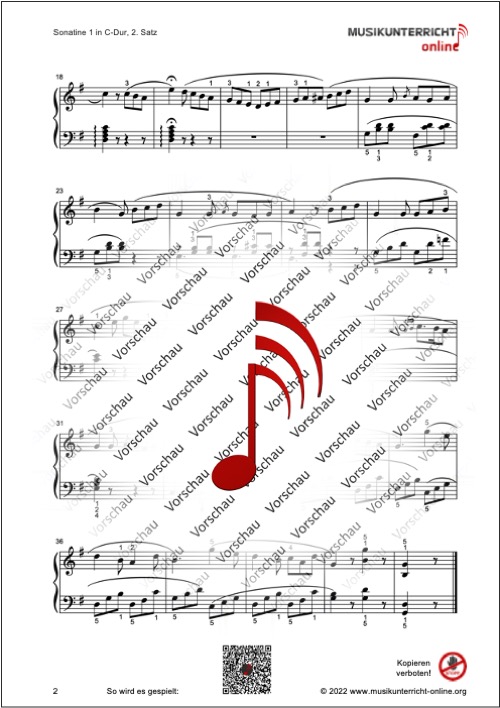 Vorschaubild Noten S. 2 M. Clementi Sonatine in C-Dur, 2. Satz