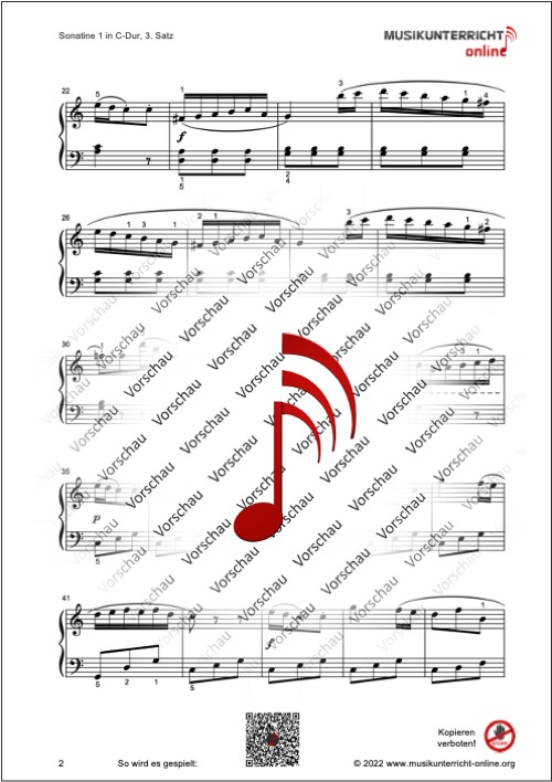 Vorschaubild Noten S. 2 M. Clementi Sonatine in C-Dur, 3. Satz