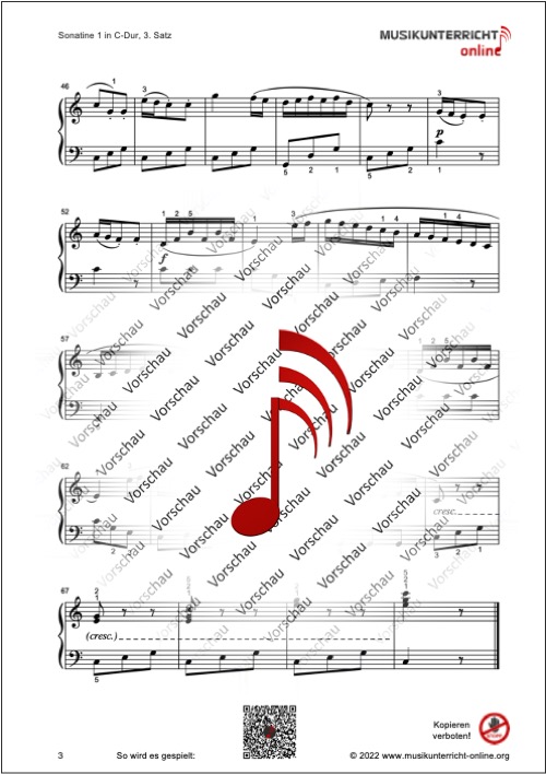 Vorschaubild Noten S. 3 M. Clementi Sonatine in C-Dur, 3. Satz