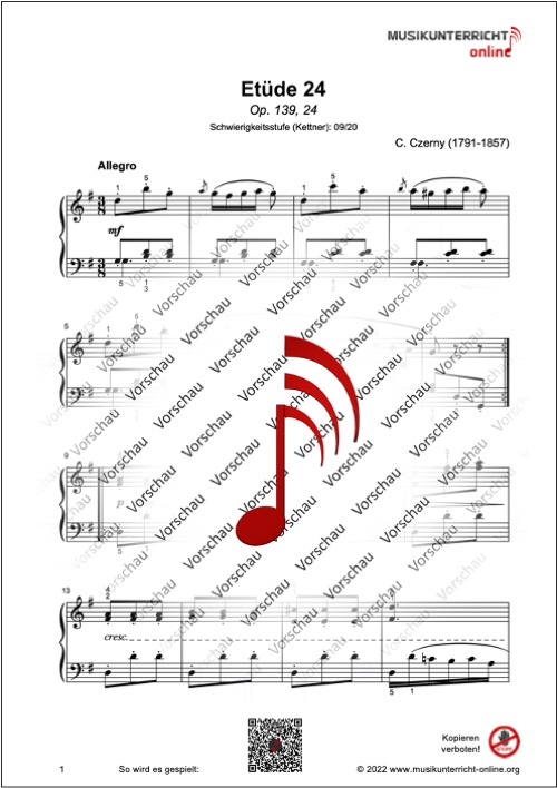 Vorschaubild Noten S. 1 Czerny Etüde 24