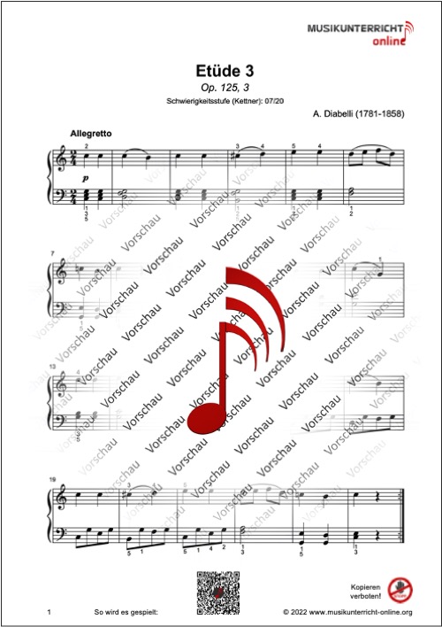 Produkt_Vorschau_Diabelli_125-3_2 Vorschaubild Noten S. 1 Diabelli Etüde 3 - Op. 125,3