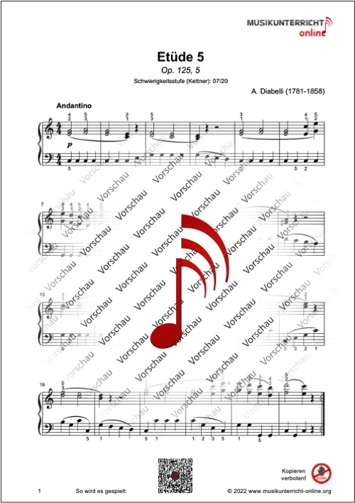 Produkt_Vorschau_Diabelli_125-5_2 Vorschaubild Noten S. 5 Diabelli Etüde 1 - Op. 125,5