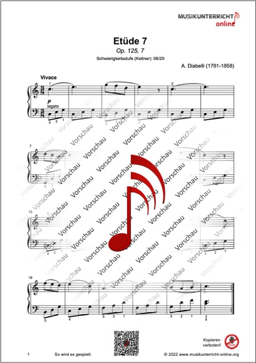 Vorschaubild Noten S. 1 Diabelli Etüde 7 - Op. 125,7