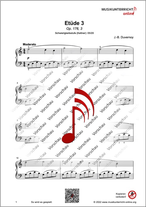 Vorschaubild Noten S. 1 Duvernoy Etüde 3 - Op. 176, 3