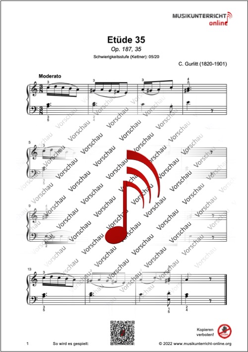 Produkt_Vorschau_Gurlitt_187-35_2 Vorschaubild Noten S. 1 Gurlitt Etüde 35, Op. 187, 35