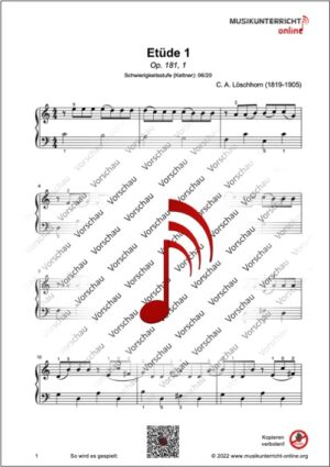 Vorschaubild Noten S. 1 Löschhorn Etüde 1, Op. 181, 1