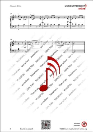 Vorschaubild Noten S. 2 W. A. Mozart Allegro in B-Dur, KV 3
