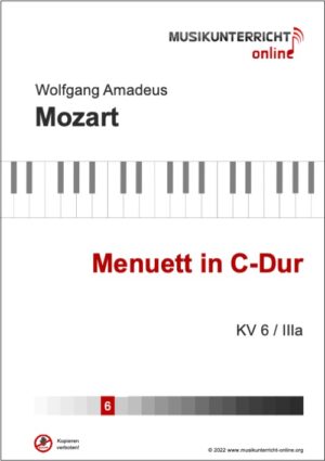 Vorschaubild Noten Titelseite W. A. Mozart Menuett in C-Dur, KV 6 / IIIa