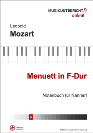 Vorschaubild Noten Titelseite Leopold Mozart Menuett in F-Dur