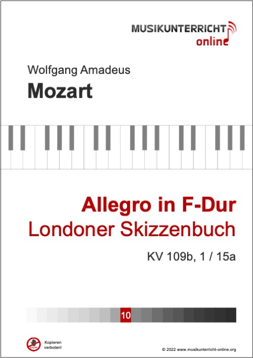 Vorschaubild Noten Titelseite W. A. Mozart Allegro in F-Dur, KV 109b, 1 / 15a