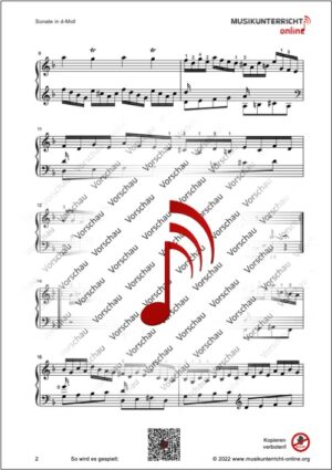 Vorschaubild Noten S. 2 Scarlatti Sonate in d-Moll