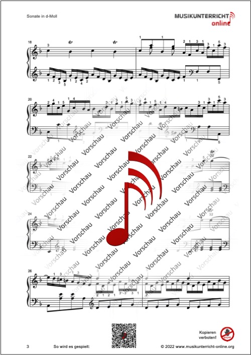Vorschaubild Noten S. 3 Scarlatti Sonate in d-Moll