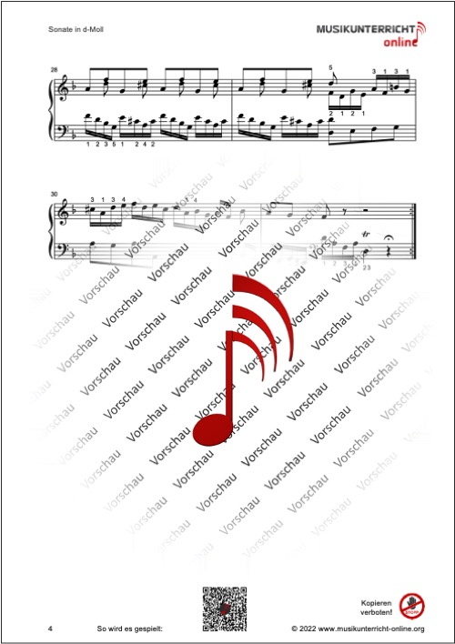 Vorschaubild Noten S. 4 Scarlatti Sonate in d-Moll