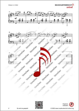 Vorschaubild Noten S. 2 F. Schubert Walzer in h-Moll, Op. 18,6 / D 145
