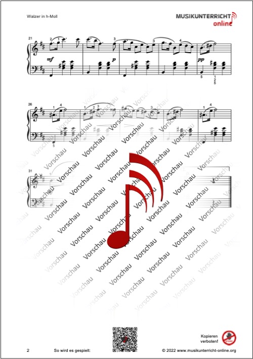 Vorschaubild Noten S. 2 F. Schubert Walzer in h-Moll, Op. 18,6 / D 145