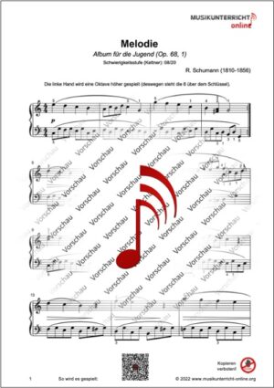 Vorschaubild Noten S. 1 R. Schumann Melodie, Album für die Jugend, Op. 68, 1