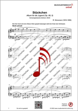 Vorschaubild Noten S. 1 R. Schumann Stückchen, Album für die Jugend, Op. 68, 5