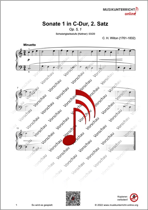 Vorschaubild Noten S. 1 C. H. Wilton Sonate 1 in C-Dur, Satz 2, Op. 5, 1
