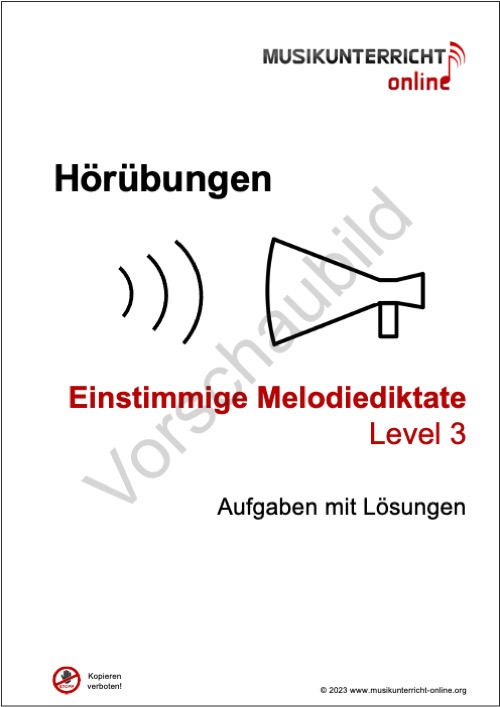 Vorschaubild Einstimmige Melodiediktate Level 3 Titelseite